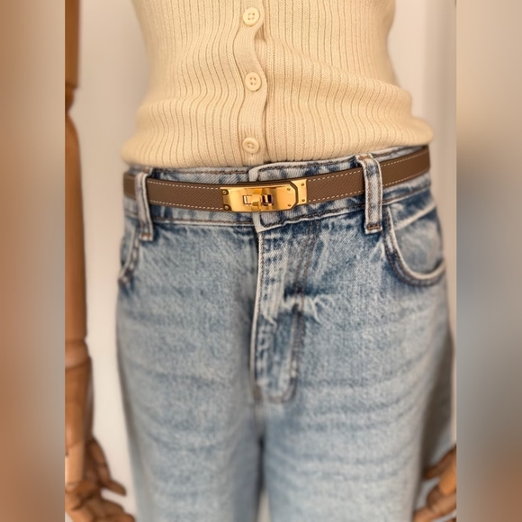 Hermes Kelly 18 Belt Etoupe Epsom leather